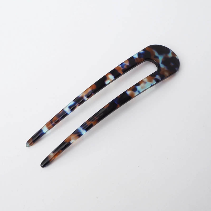 Coral, brown and blue French style hair pin - Anna Butler