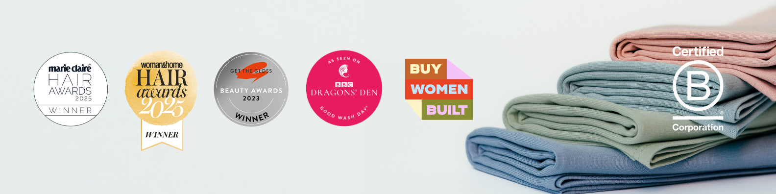Award-winning organic jersey cotton hair towels by Good Wash Day, certified B Corporation and featured in Marie Claire, Woman & Home and BBC Dragons’ Den