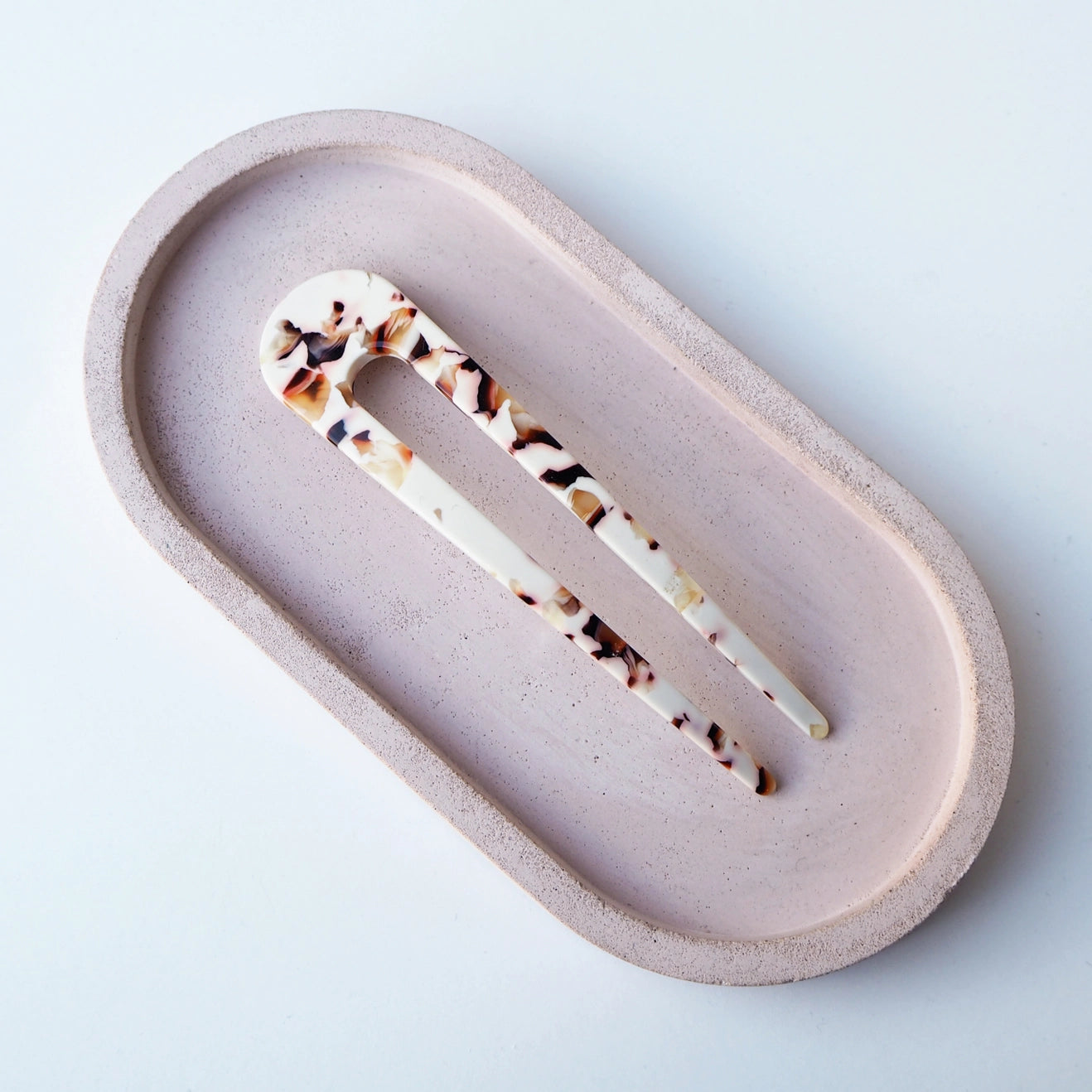 Cellulose acetate French hair pin in Cocoa Marble by Anna Butler