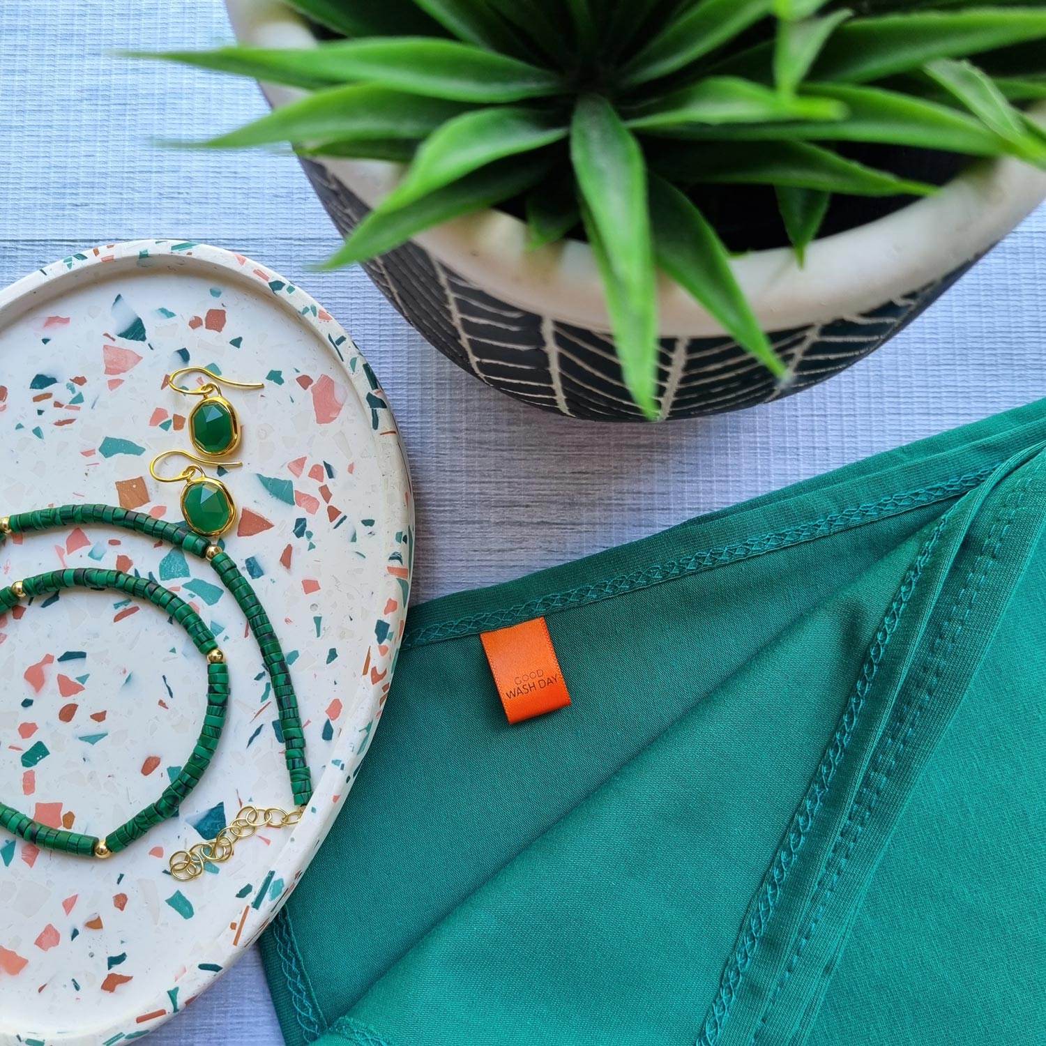 Holly organic jersey cotton hair towel prototype by Good Wash Day