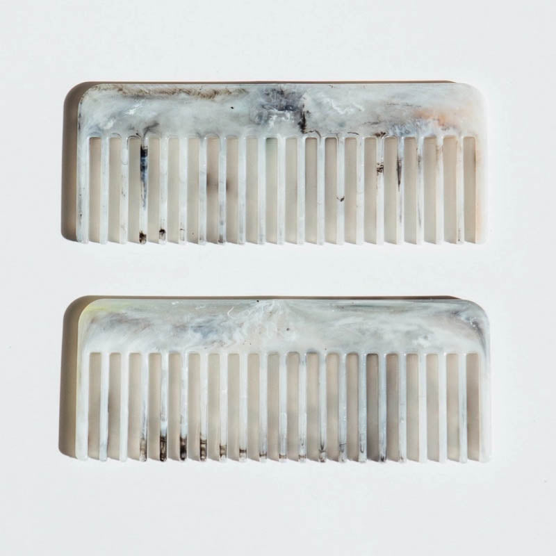 Recycled plastic wide-tooth hair comb in grey by Mull Club