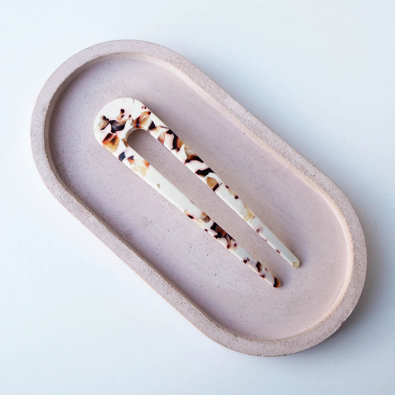 Cellulose acetate French hair pin in cream and brown - Anna Butler