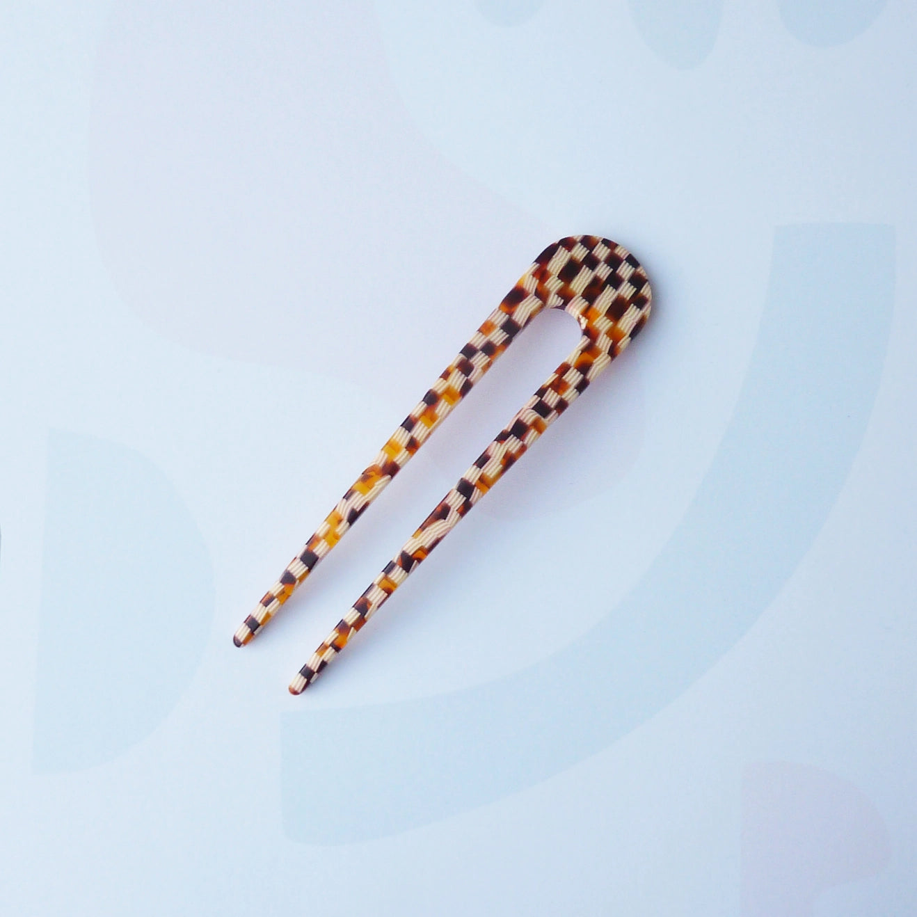 Cellulose acetate French hair pin in Honey Checker - Anna Butler