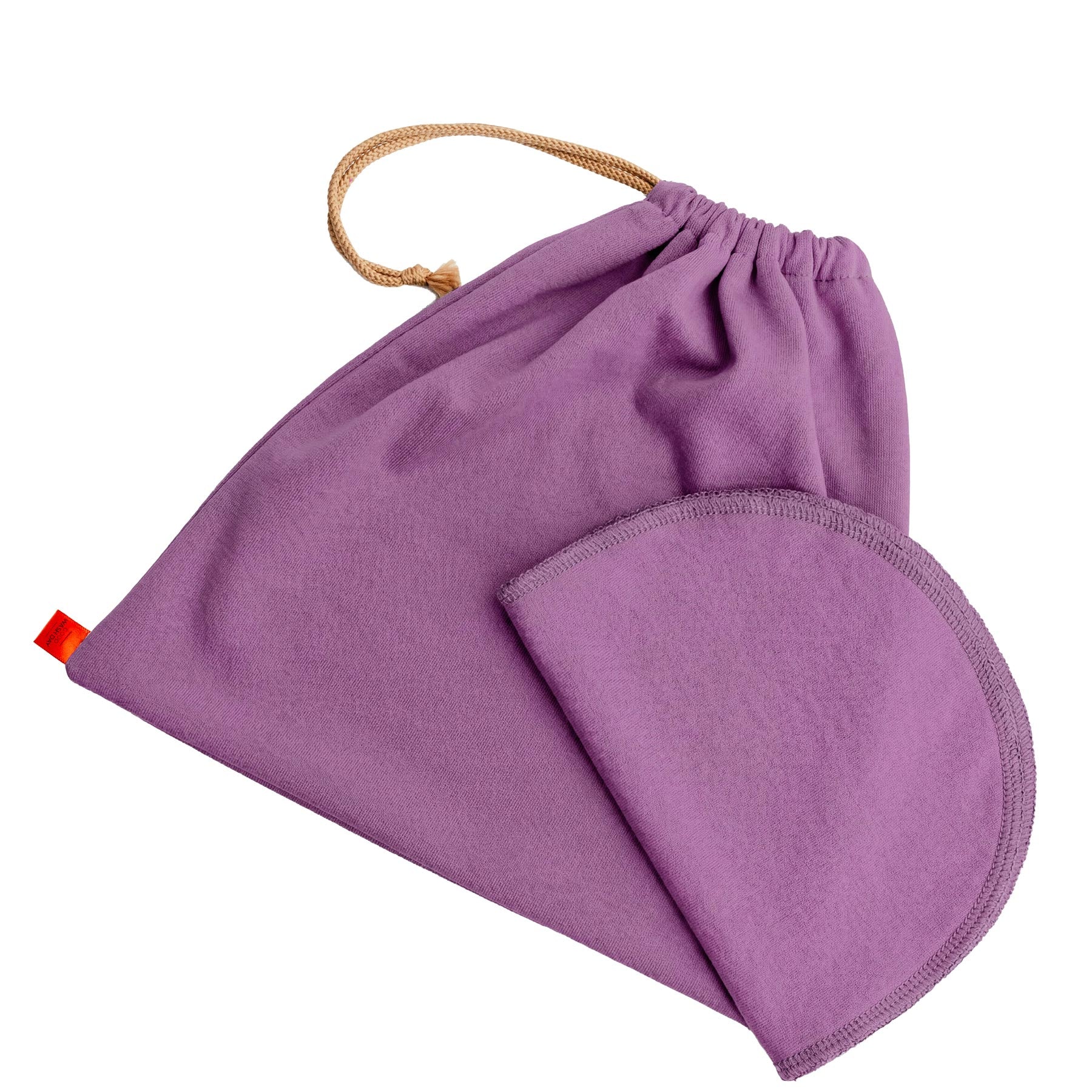 Large organic jersey cotton face cloths with matching drawstring wash bag in violet - Good Wash Day