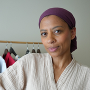 XL organic jersey cotton hair towel in Mulberry, designed for very long hair