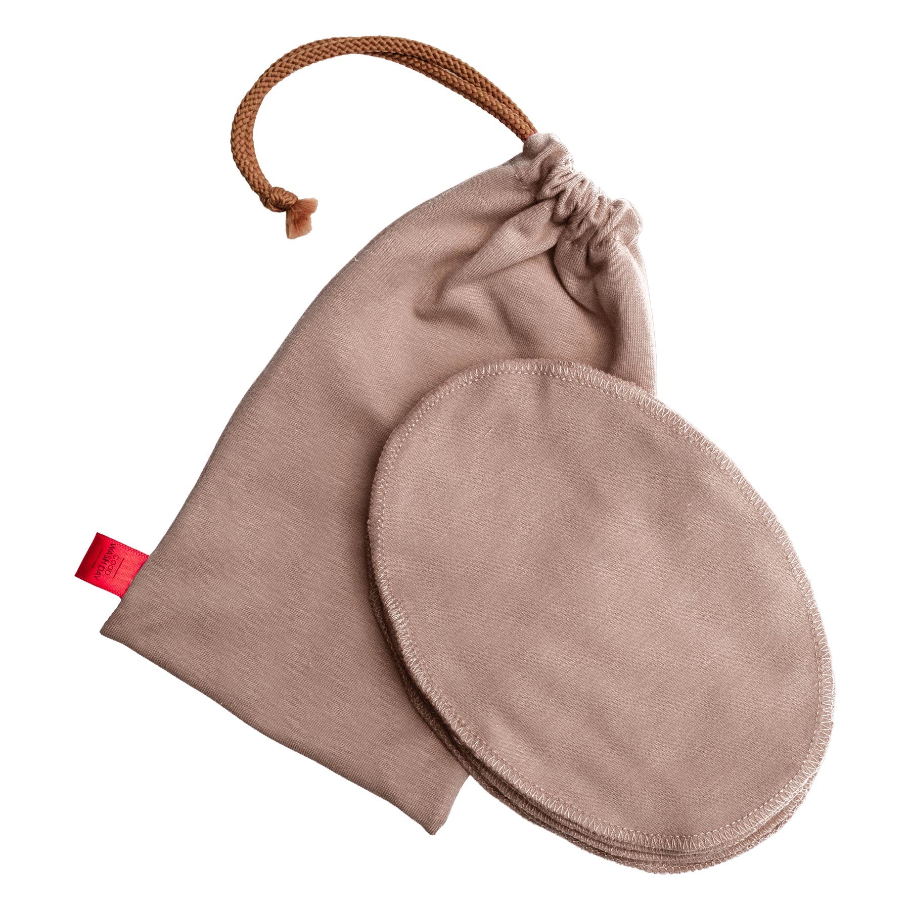 Reusable organic jersey cotton face cloths with matching drawstring wash bag in blush - Good Wash Day