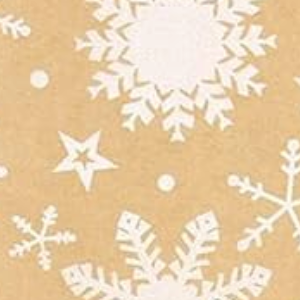A pattern of white paper snowflakes on a brown Wrapped gift wrapping background.